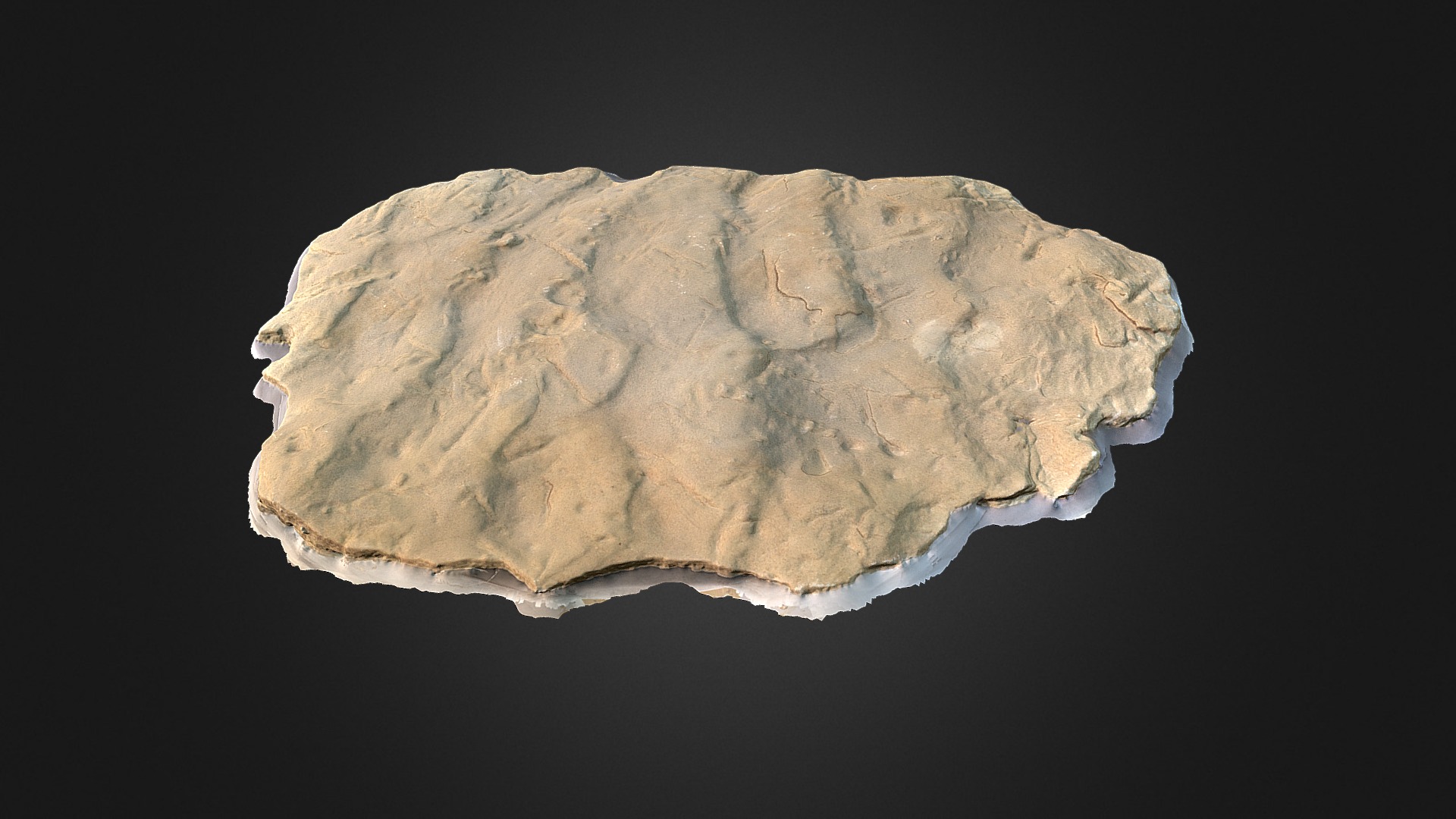 3D model Ammonite touch marks on rippled sandstone - This is a 3D model of the Ammonite touch marks on rippled sandstone. The 3D model is about a rock with a dark background.