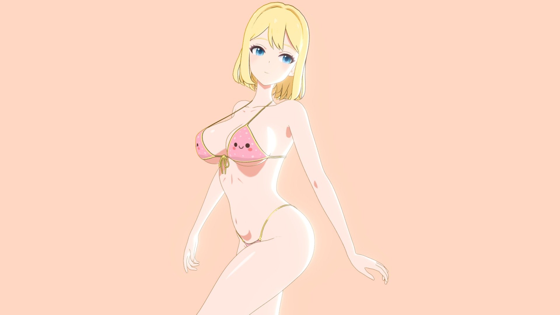 sexy anime bathing suit Bold & Playful: Anime Girl in Stylish Black Microkini