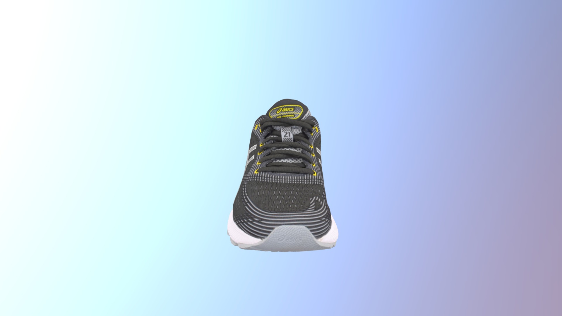 3D model AsicsNimbus21 - This is a 3D model of the AsicsNimbus21. The 3D model is about a black and yellow shoe.