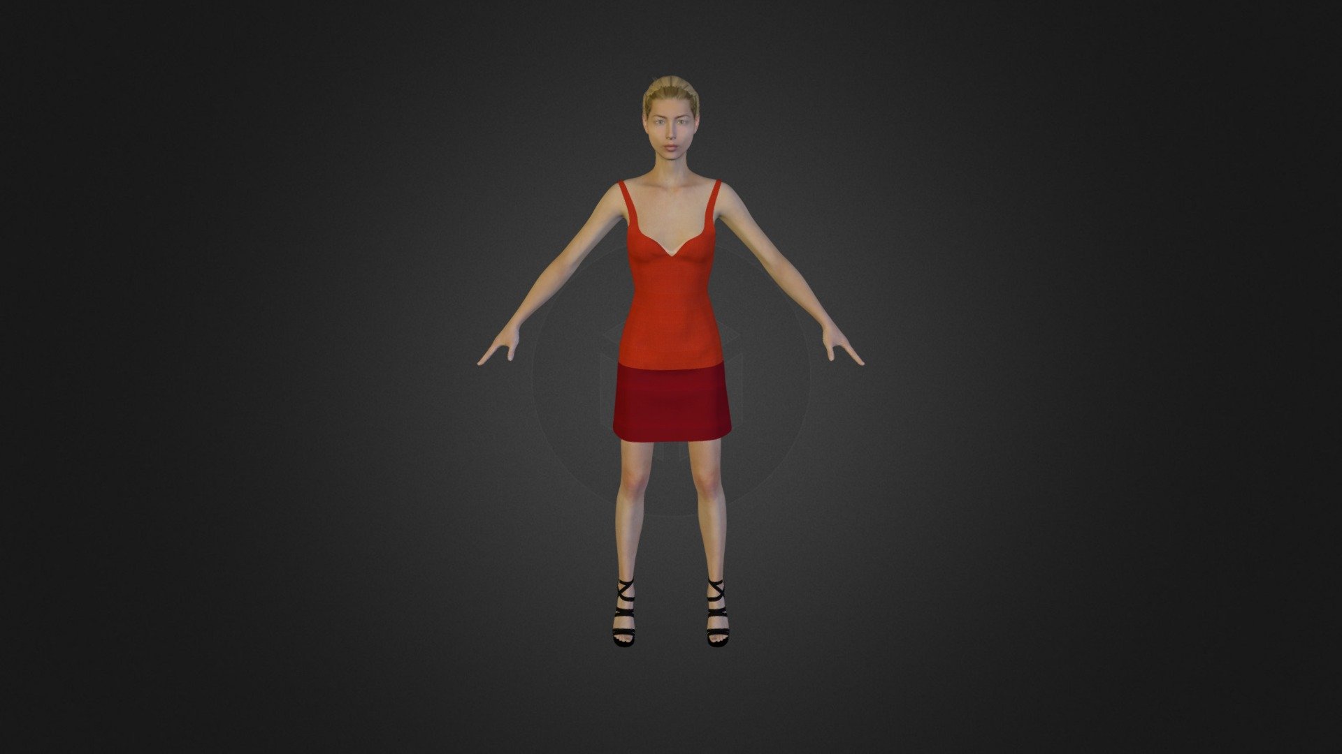 Top Orange - Skirt Red