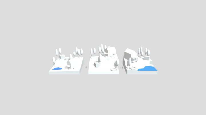 1ANI12_ Skim_ Amber_ Diorama House Blockouts 3D Model