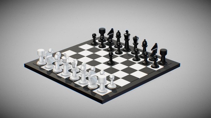 SKVOT Lesson / Chess built with basic Primitives 3D Model