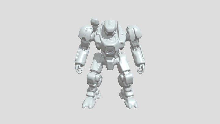 A mechanical robot with blue core 3D Model