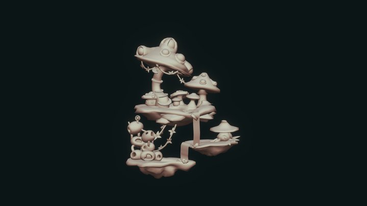 Mushrooms islands 3D Model