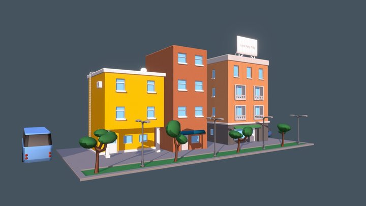 Low Poly City 3D Model