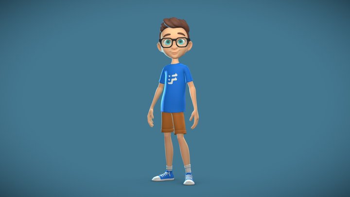 Cute Geek Boy 3D Model