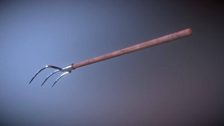 Game Ready Pitchfork 3-spike Low-Poly 3D Model