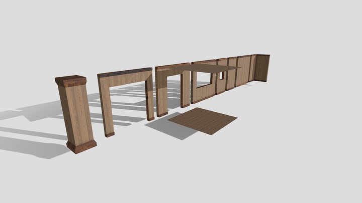Modular Wooden Building Kit – Game Ready – Modelo 3D gratuito STL