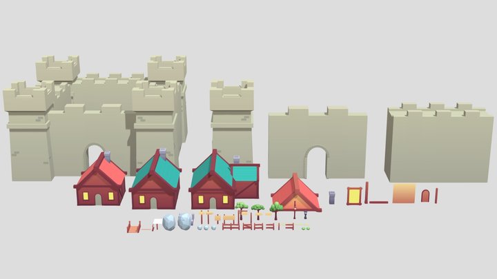Lowpoly Asset Castle 3D Model