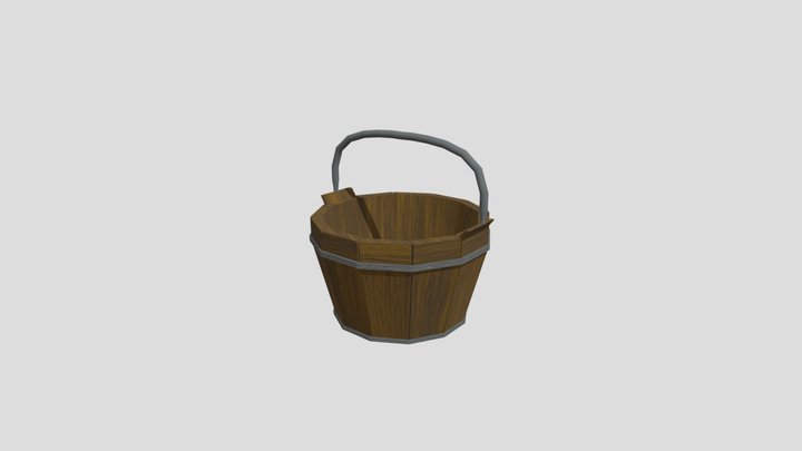 Wooden Bucket 3D Model