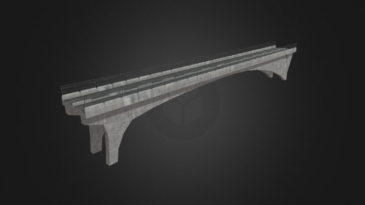 Asymmetric Bridge with Fencing 3D Model