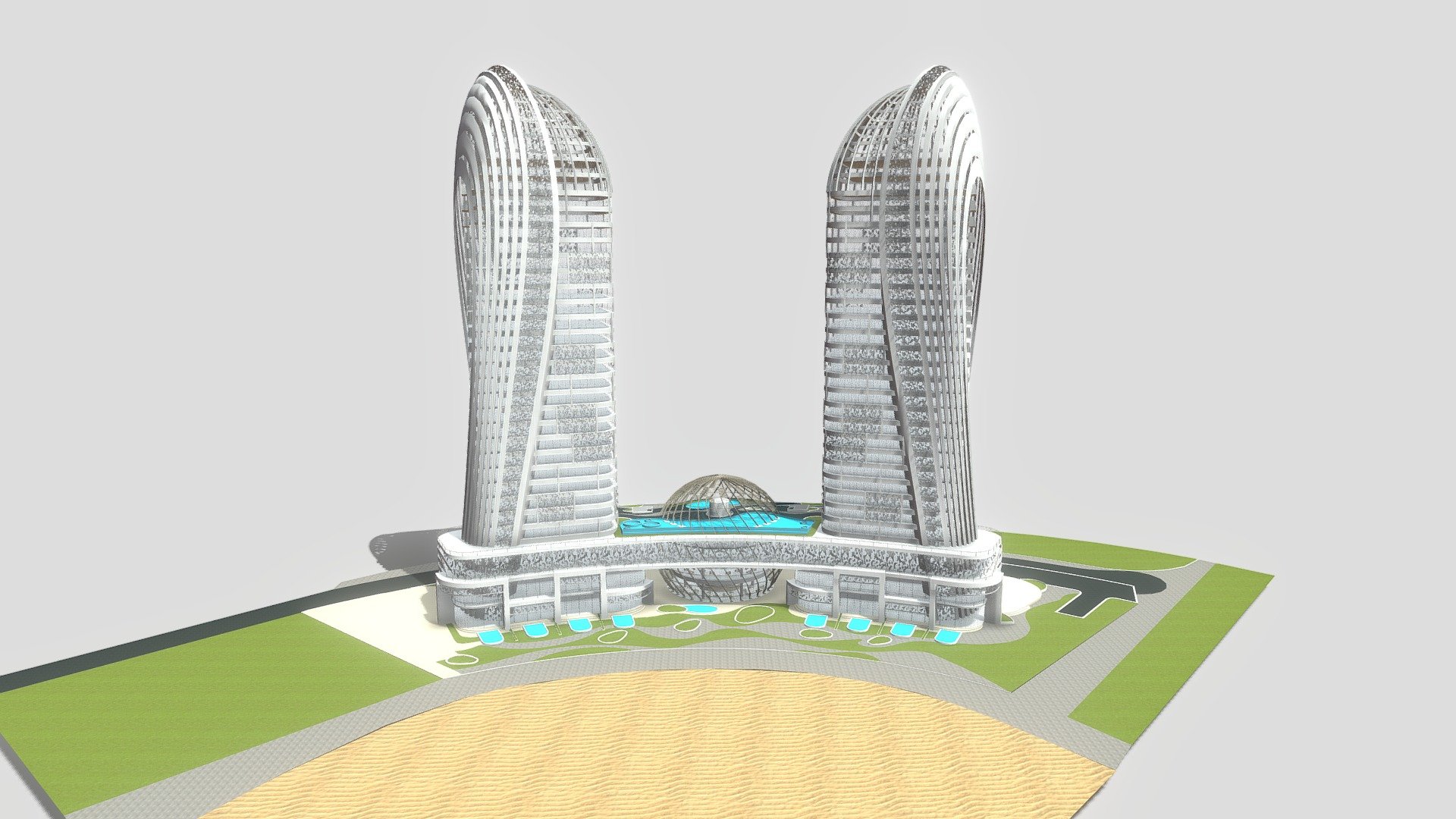 Lusail Azure Towers, Doha, Qatar - 3D model by Pikoandniki (@piko ...