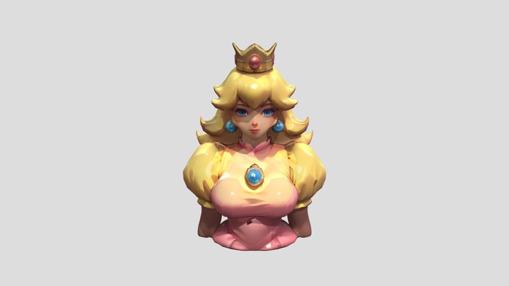 Yellow Princess Stylized Bust 3D Model