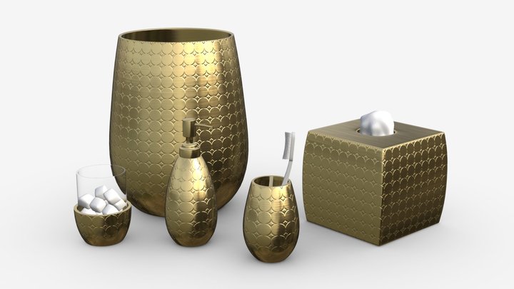 Pina Colada Gold Pineapple Bath Accessories 3D Model