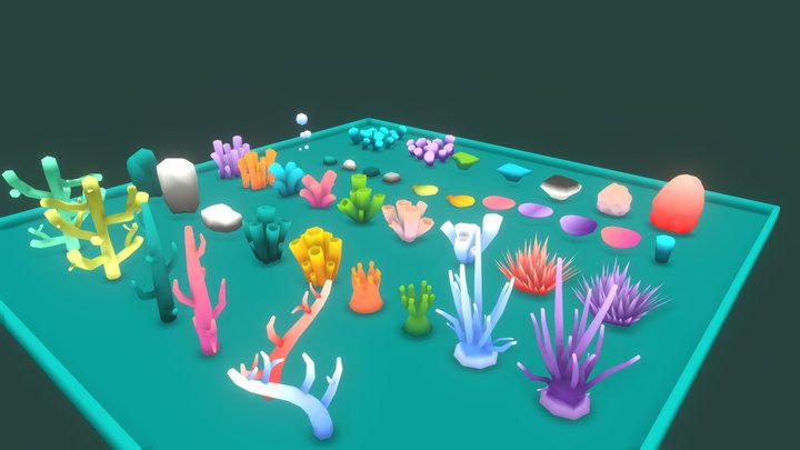 Coral Reef Plants & Objects - Collection 3D Model