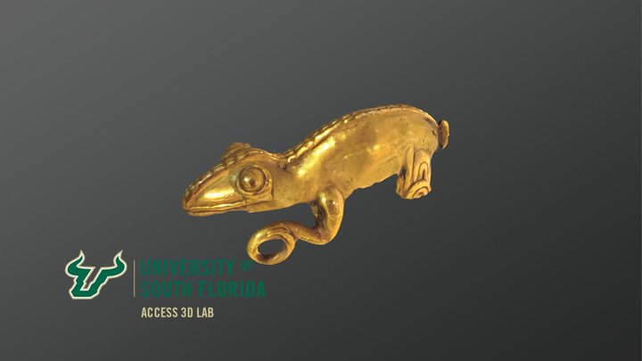 Gold Lizard Pendant 3D Model