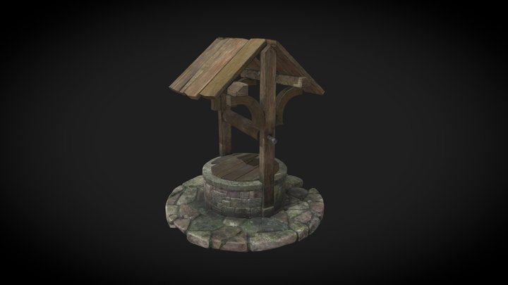 Stone and wood brocken well 3D Model