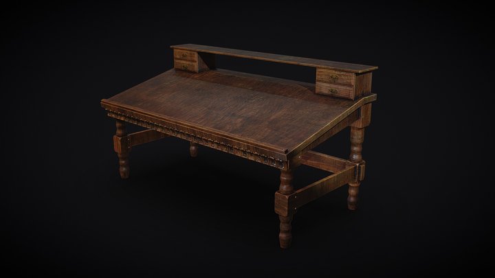Medieval Writing Desk 3D Model
