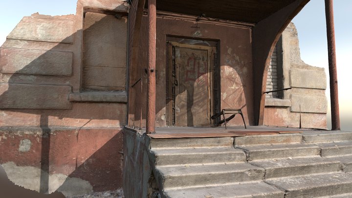 Soviet Building Entrance with a Roof – Modello 3D gratuito STL