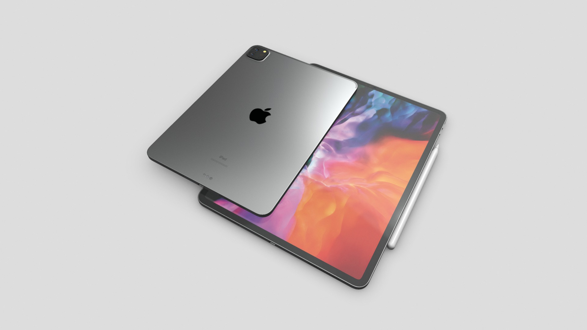 3D model iPad Pro 2020 with Apple Pencil 2 - This is a 3D model of the iPad Pro 2020 with Apple Pencil 2. The 3D model is about a cell phone with a cracked screen.