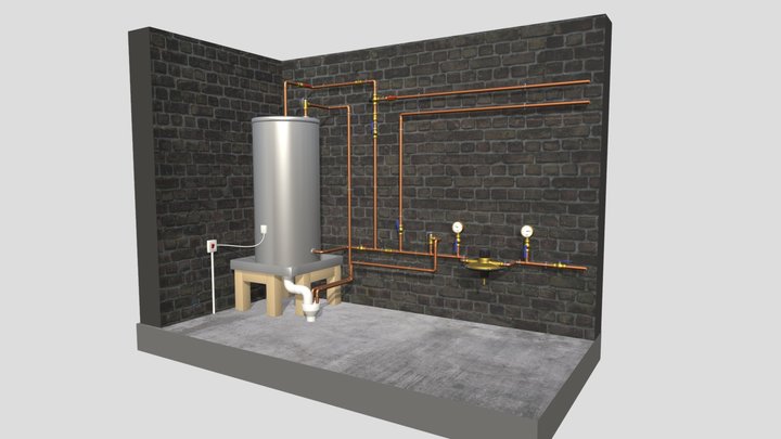 Plumbing Hot Water Cylinder Engineering 3D Model