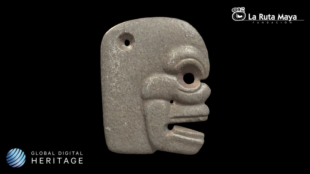 Basalt Stone hacha with Skull Face