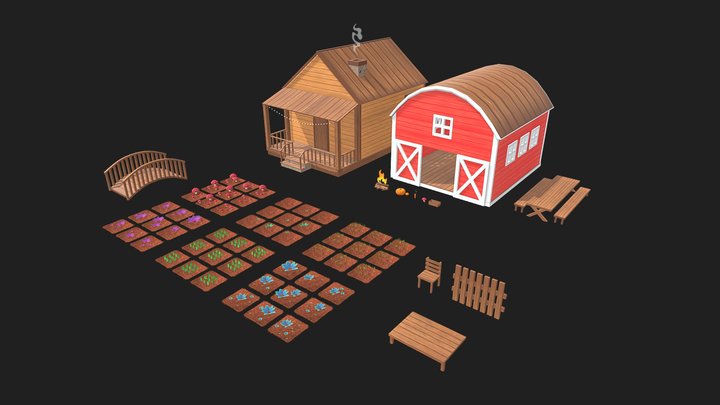 Farm Props Set 3D Model