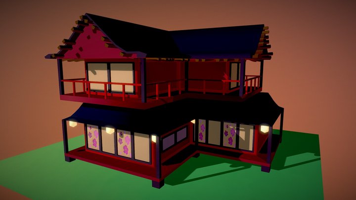 Low Poly Japanese Style House 3D Model