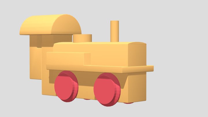 Small Wooden Toy Train 3D Model