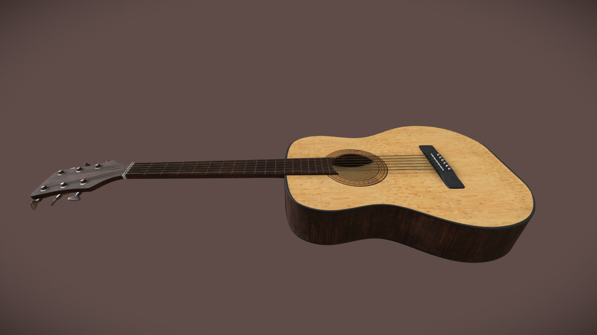 3D model Guitar - This is a 3D model of the Guitar. The 3D model is about a guitar on a table.