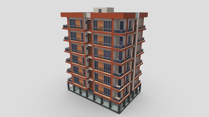 Modern Residential Building 3D Model