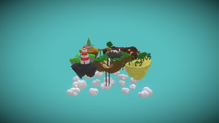 Floating Islands Voxel model 3D Model