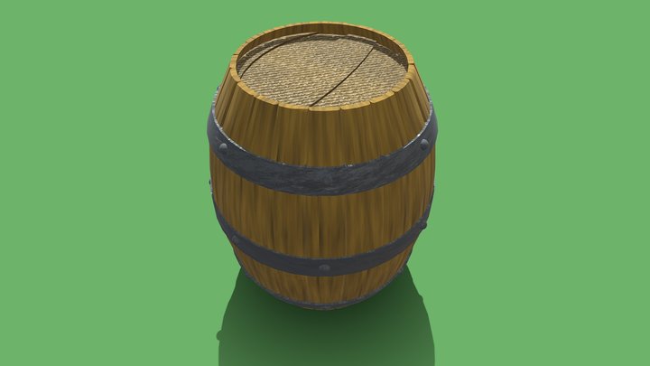 Semi-Realistic Wooden Barrel 3D Model