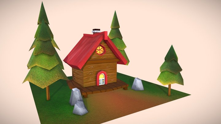 Summer Cottage Hand Painting 3D Model