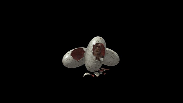 Dinosaur Egg & Baby T-rex 3D Model