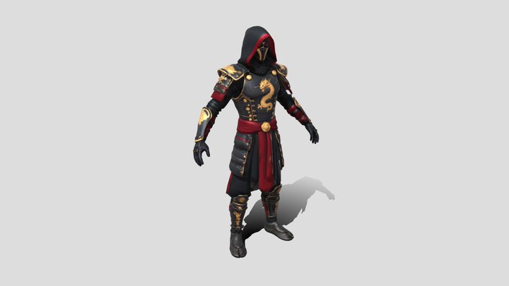 Low poly Warrior character with red black clothe – Modello 3D gratuito STL