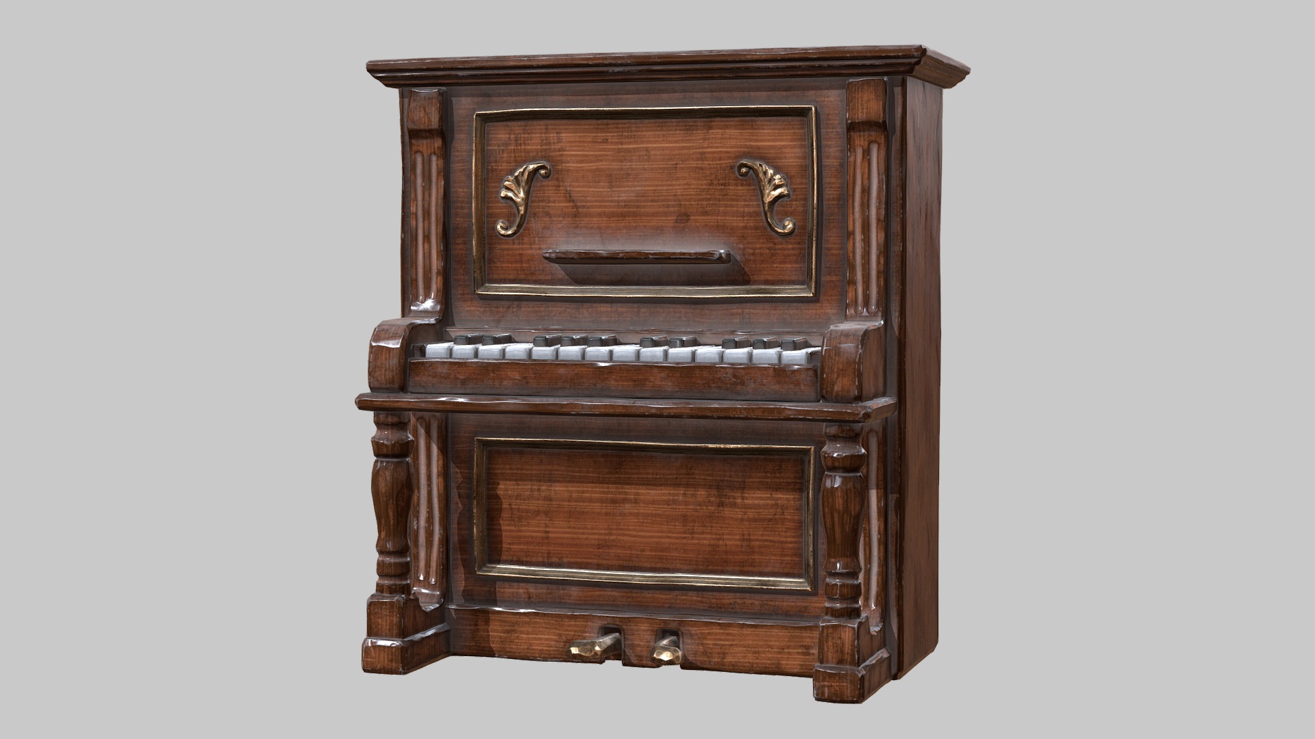 3D model Piano - This is a 3D model of the Piano. The 3D model is about a wooden chest with a handle.