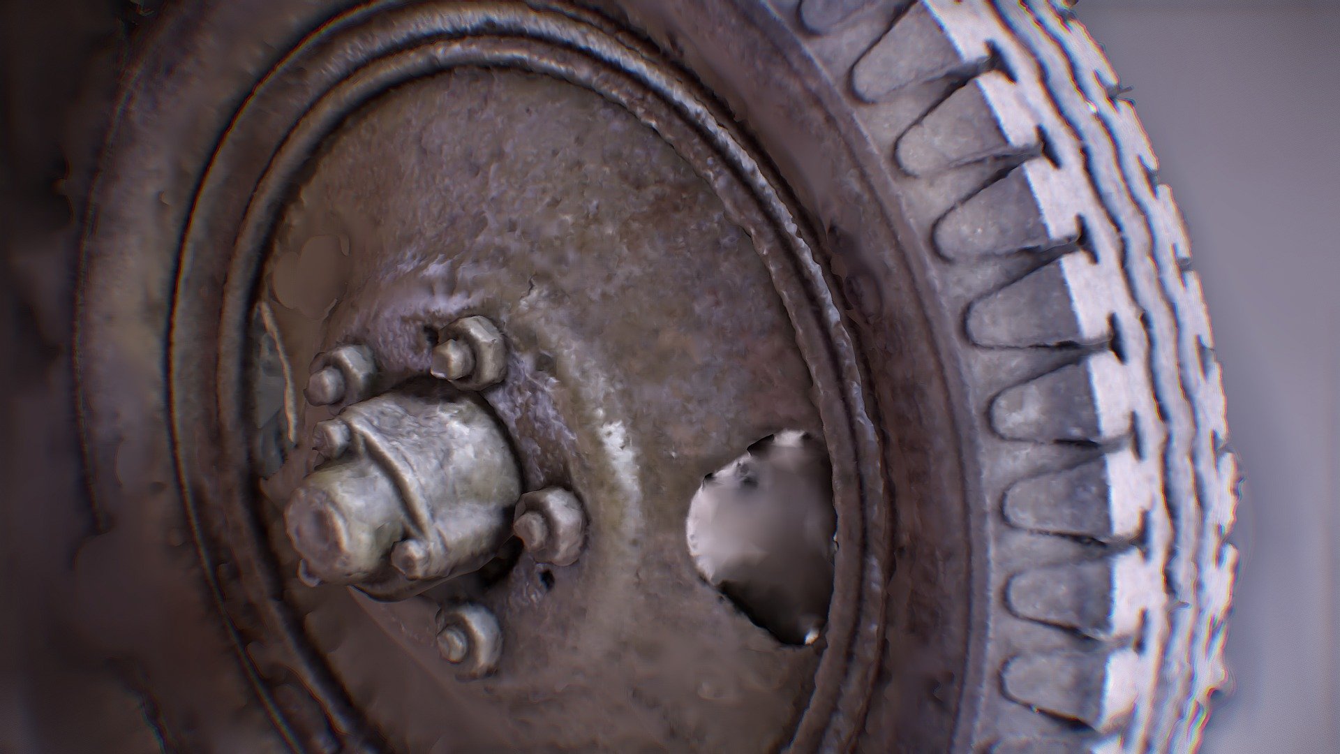 Wheel of gun ZIS-3 WWII 3dscan