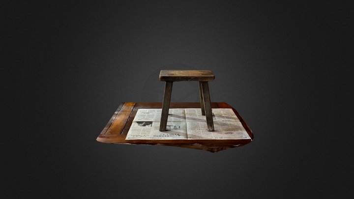 little wood stool 3D Model