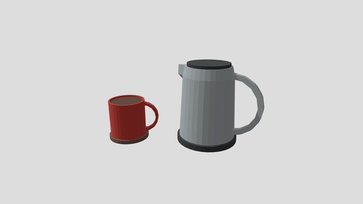 Teapot&Mug Low Poly 3D Model