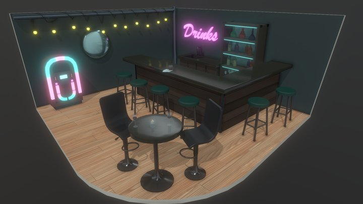 Little Bar Scene | Coloring [xyz school HW] 3D Model