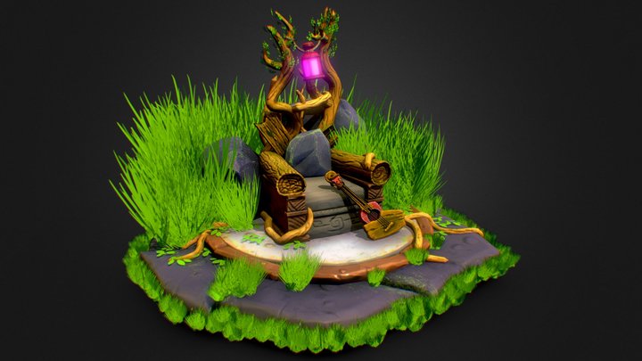 Chair in the  forest 3D Model