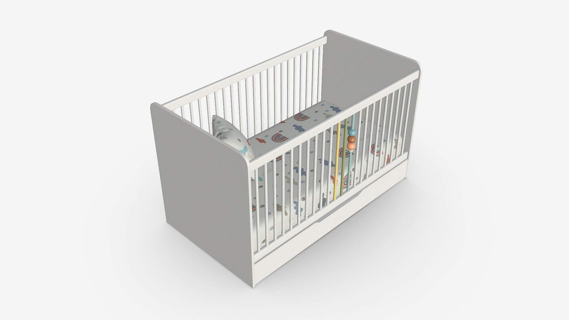 Cilek Montes White Baby Crib Buy Royalty Free 3D model by HQ3DMOD