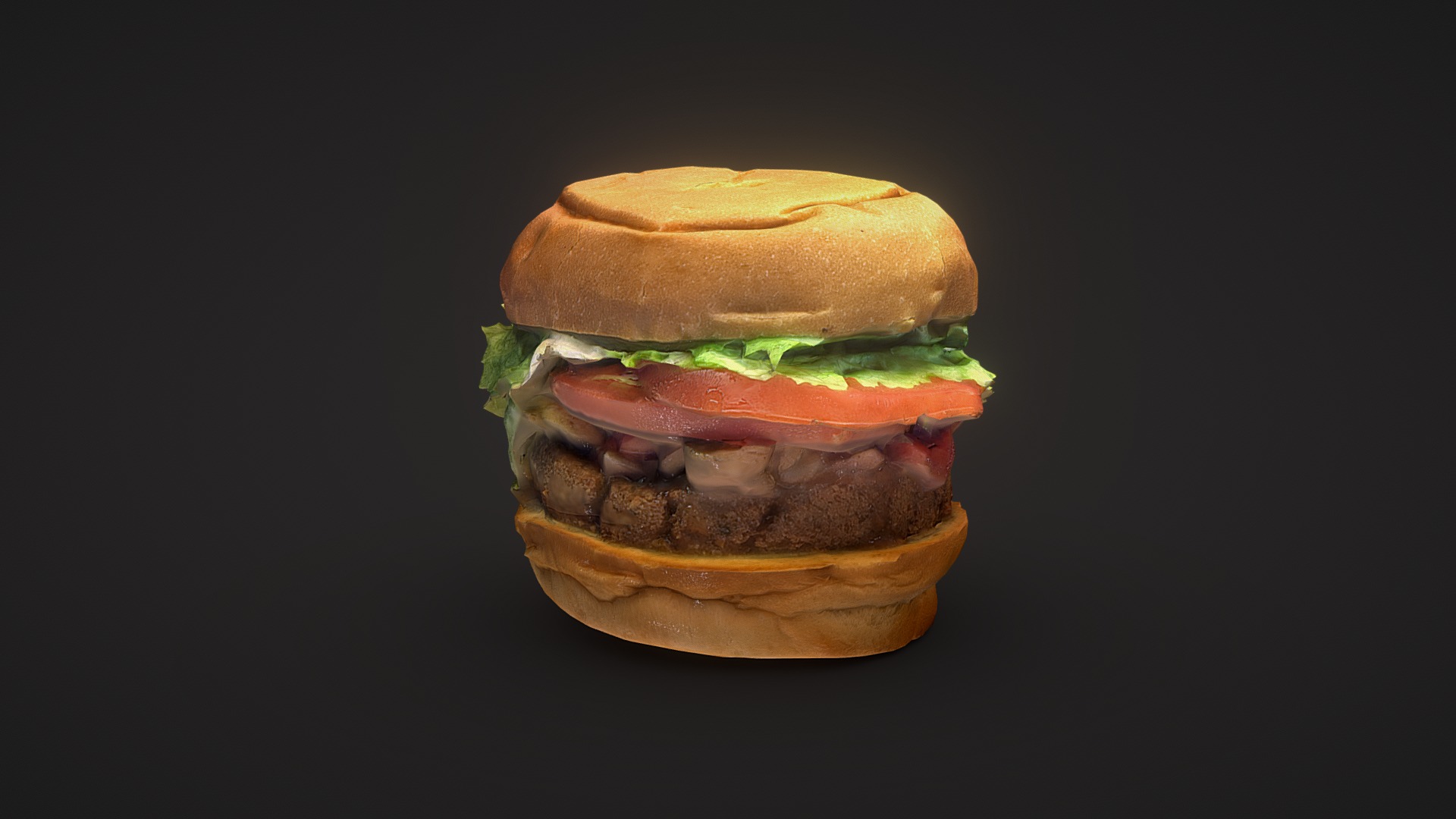 3D model BURGER - This is a 3D model of the BURGER. The 3D model is about a hamburger with lettuce and tomato.