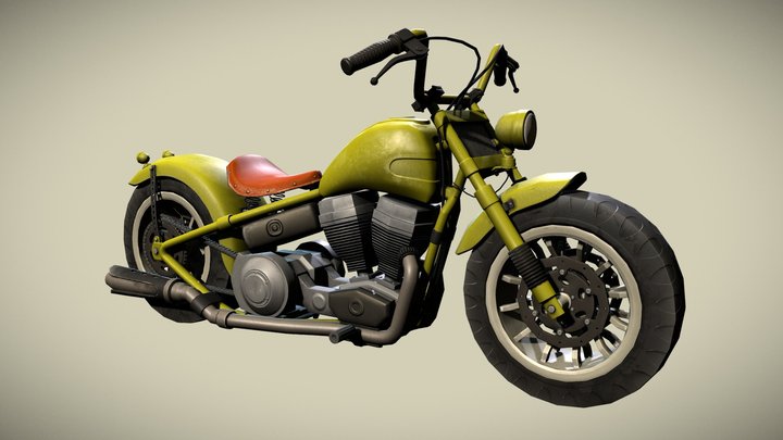 Custom Motorcycle (Low Poly Model with Textures) 3D Model