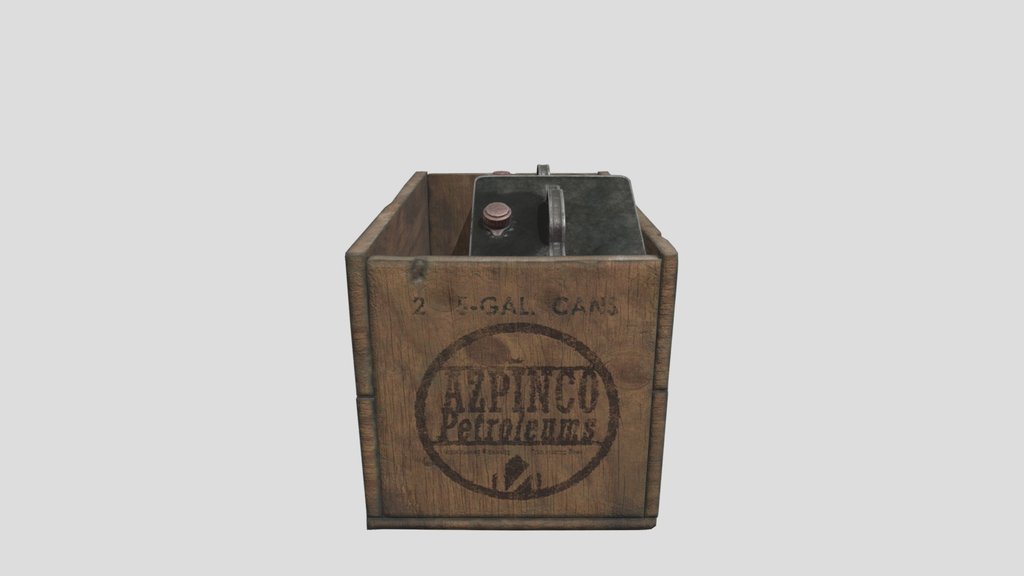 Wooden Crate Of Oil Cans