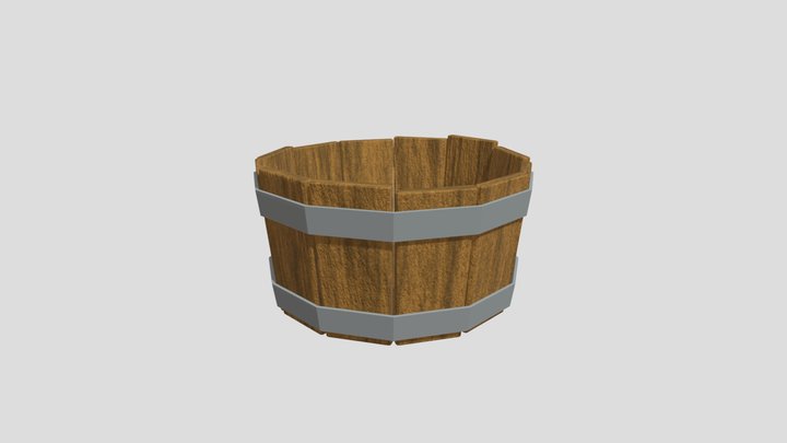 Wooden Bucket 3D Model
