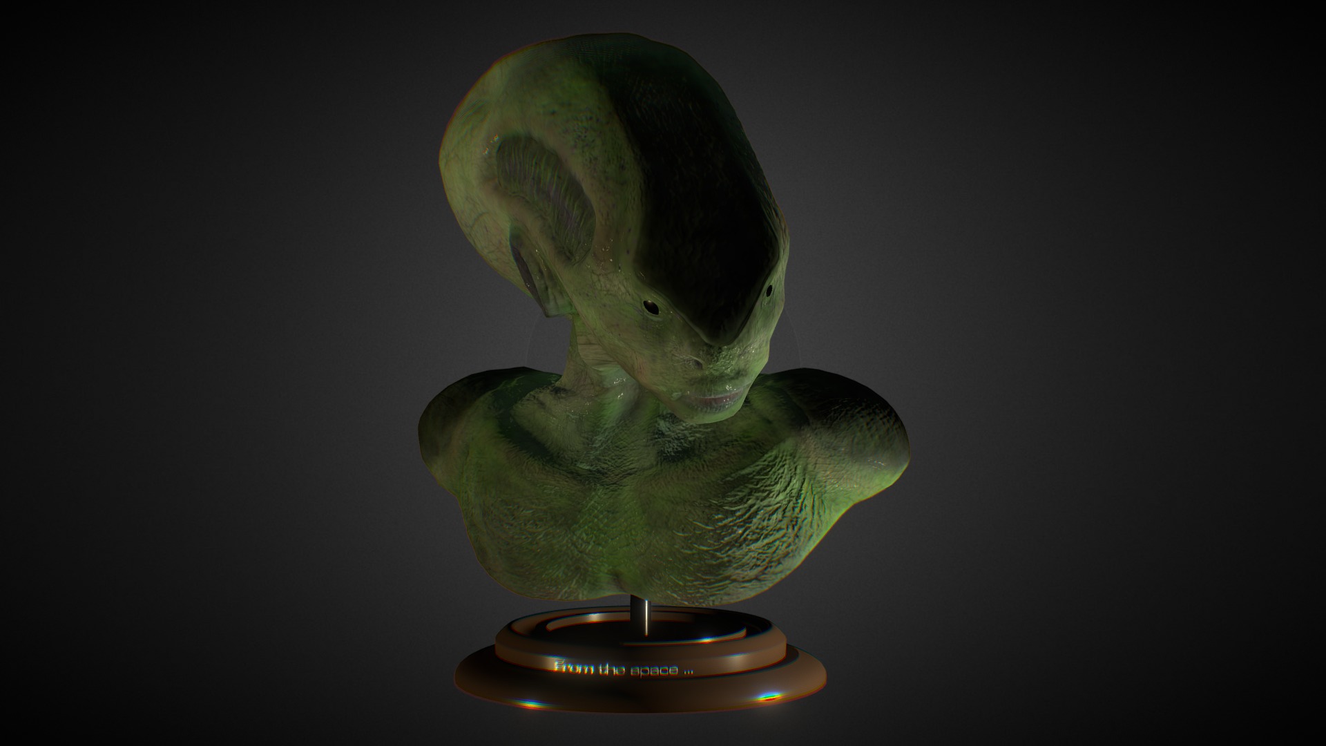 3D model From the space - This is a 3D model of the From the space. The 3D model is about a green alien statue.