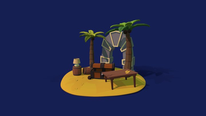 Uninhabited island scene 3D Model