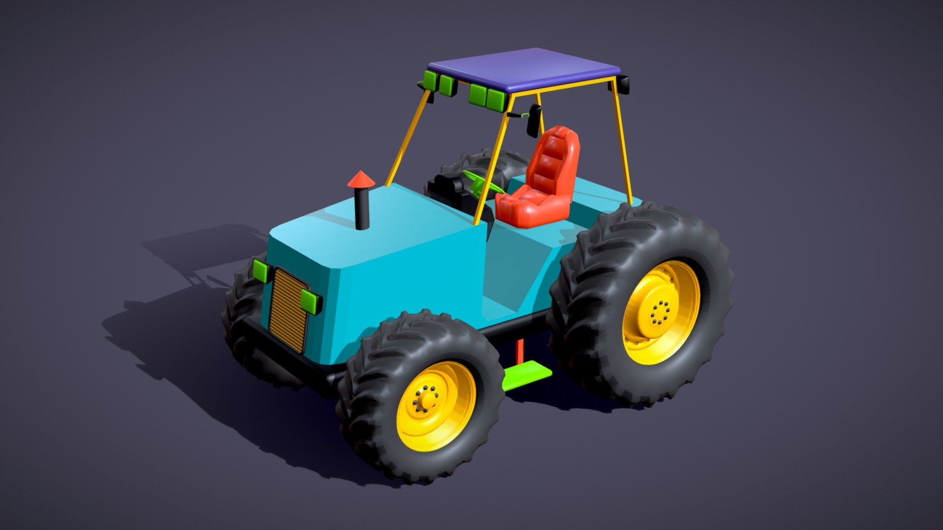 Stylized Cartoon Tractor - Low Poly Kids Style - Buy Royalty Free 3D ...